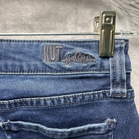 Kut from the Kloth Distressed Skinny Jeans | Size 4 | Dark Wash Stretch Denim - Picture 8 of 11